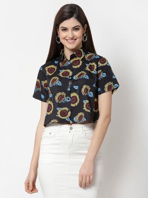 style quotient black printed shirt