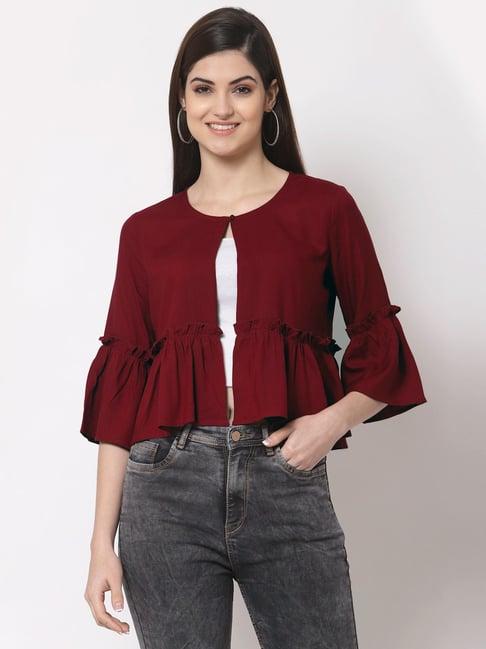 style quotient maroon crop shrug