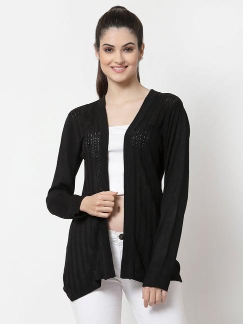 style quotient black self design shrug