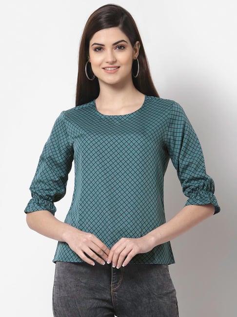 style quotient green printed a-line top