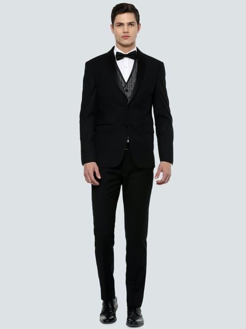 louis philippe black  slim fit three piece suit