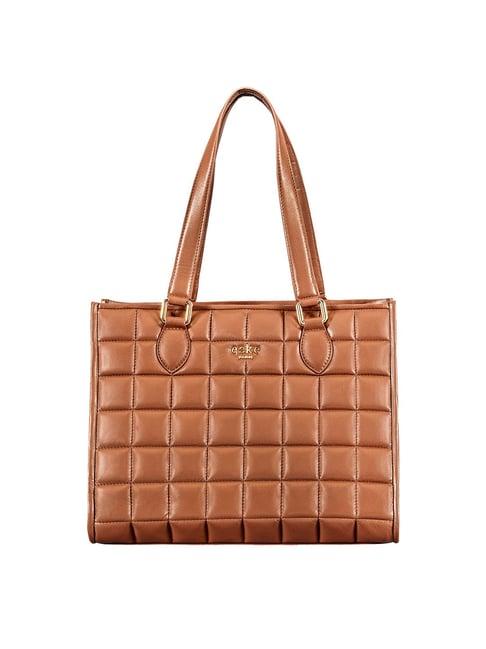 eske brown quilted large tote handbag