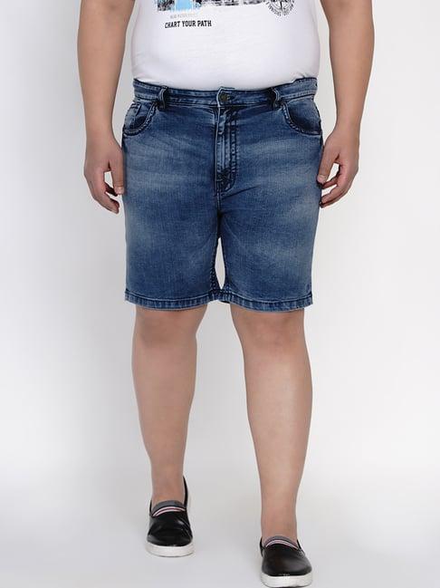 john pride blue cotton plus size shorts