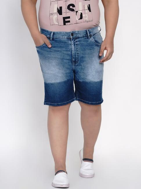 john pride blue cotton plus size colour block shorts