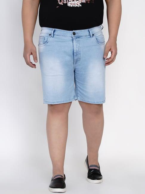 john pride blue cotton plus size shorts