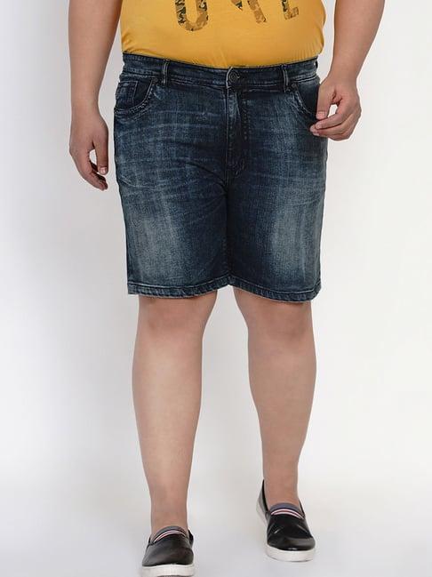 john pride navy blue cotton plus size shorts