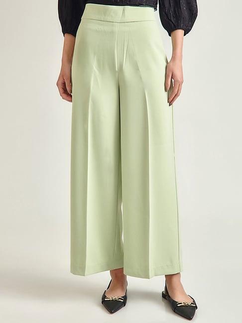 cover story mint green regular fit pants