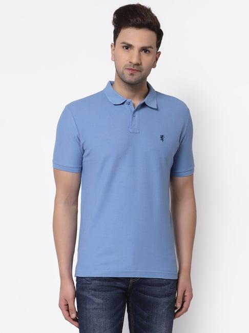 red tape slate blue cotton regular fit polo t-shirt