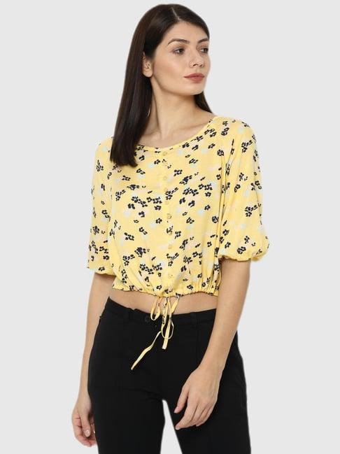 allen solly yellow printed top