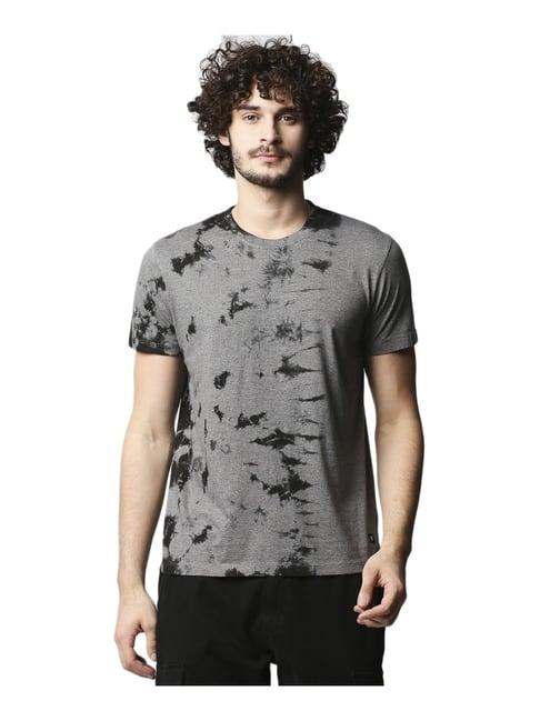 disrupt grey regular fit self pattern t-shirt