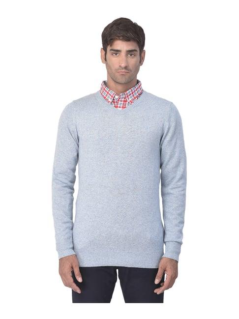 woods sky blue full sleeves v neck sweater