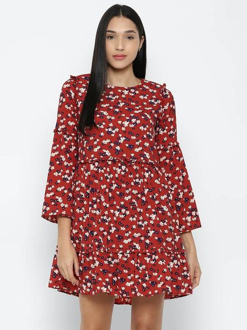 solly by allen solly red floral print dress