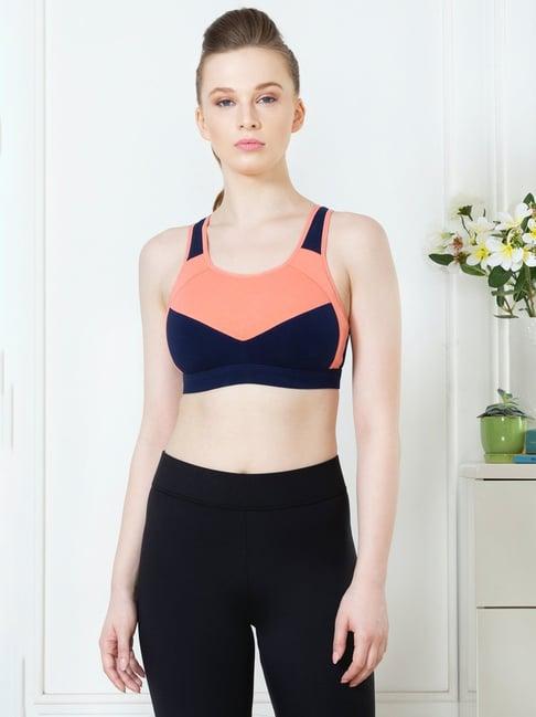 van heusen navy & peach round neck sports bra