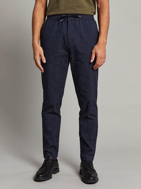 bruun & stengade navy mid rise drawstring trousers