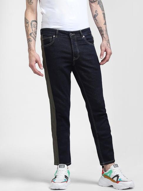 jack & jones dark blue denim slim fit striped jeans