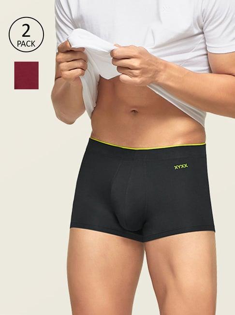 xyxx maroon & charcoal snug fit trunks - pack of 2