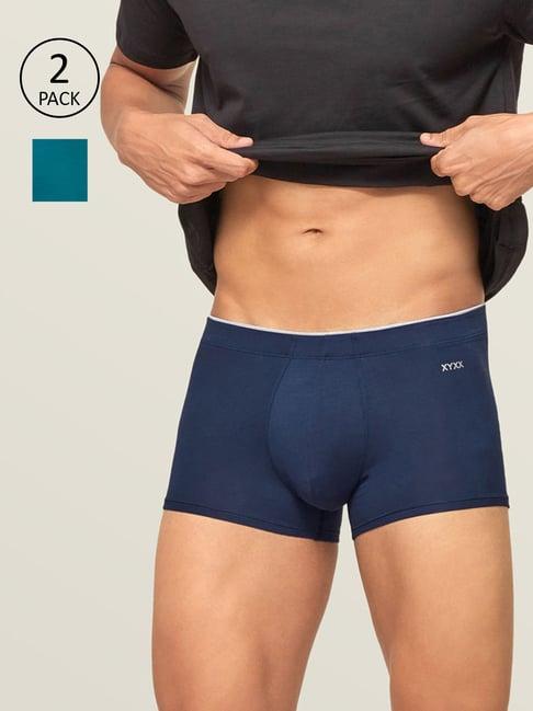 xyxx teal & blue snug fit trunks - pack of 2