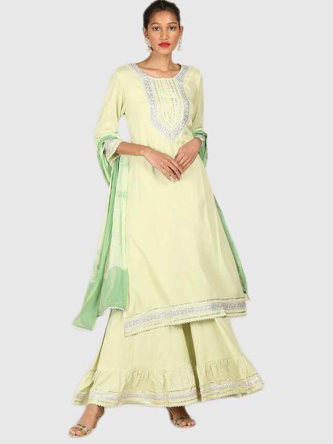 anahi green embroidered suit sets