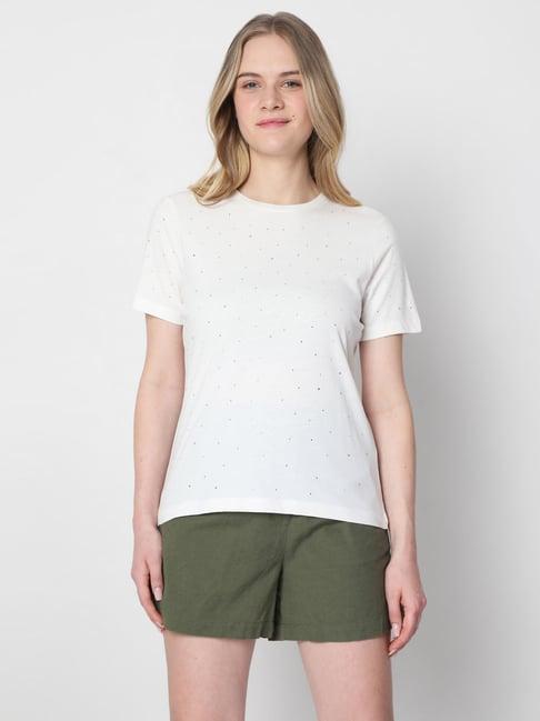 vero moda white embellished t-shirt