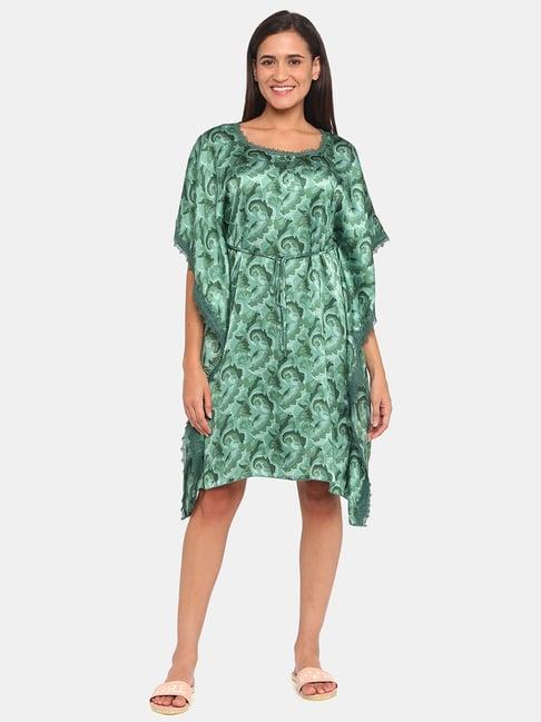 zivame green printed night dress