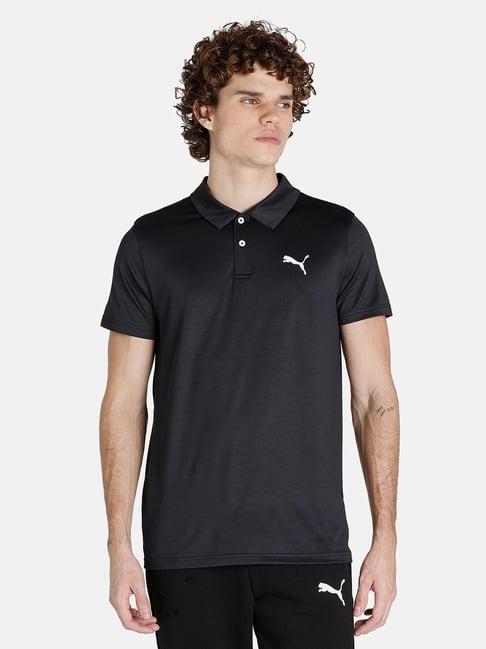 puma all in black regular fit sports polo t-shirt