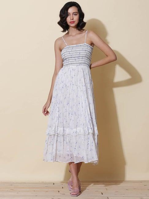 label ritu kumar white printed dress