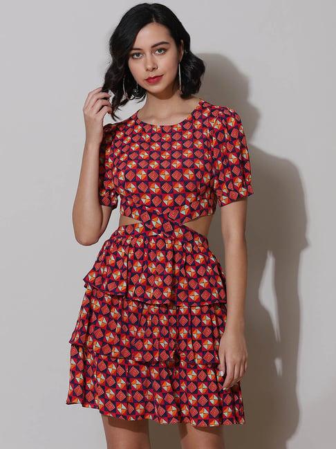 label ritu kumar red printed dress