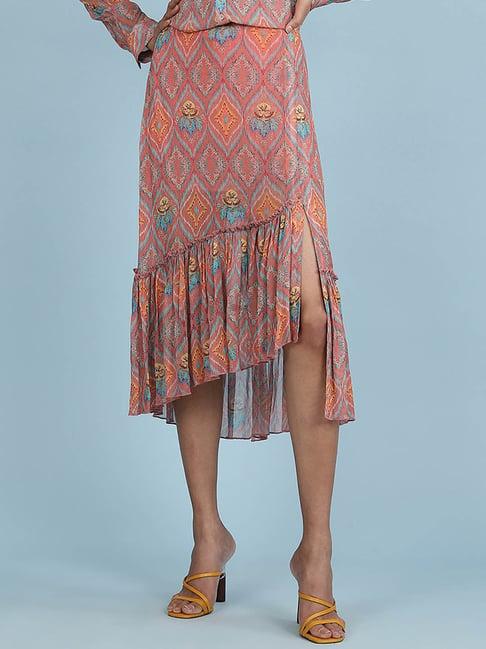 aarke ritu kumar rust printed skirt