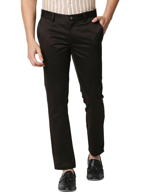 basics coffee brown tapered fit trousers