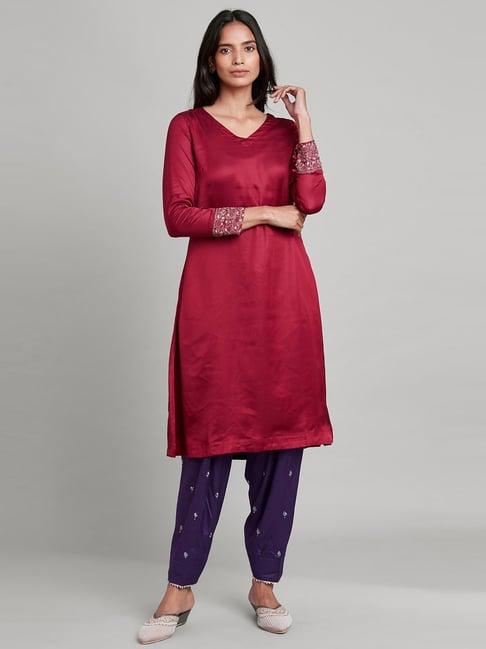 folksong by w red regular fit a line kurta