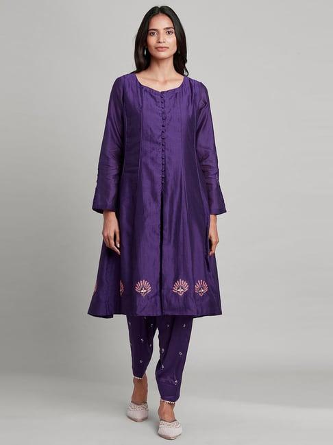 folksong by w purple regular fit a line kurta