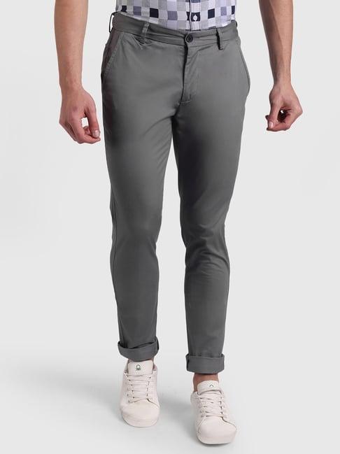 united colors of benetton grey slim fit flat front trousers