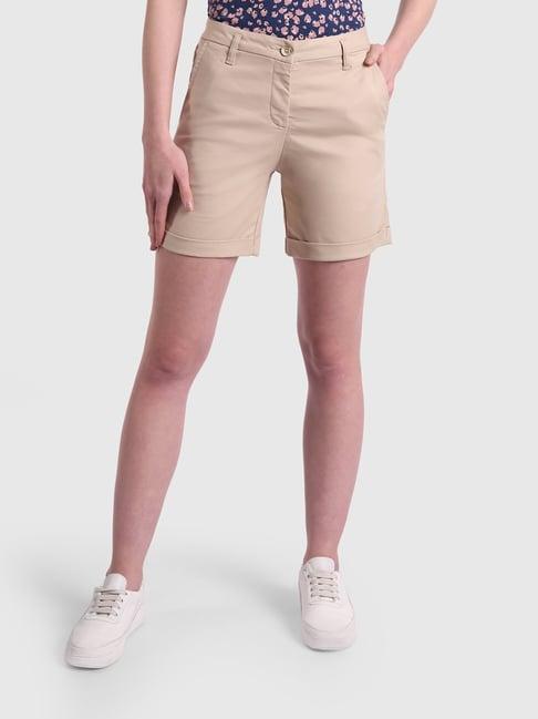 united colors of benetton beige regular fit shorts