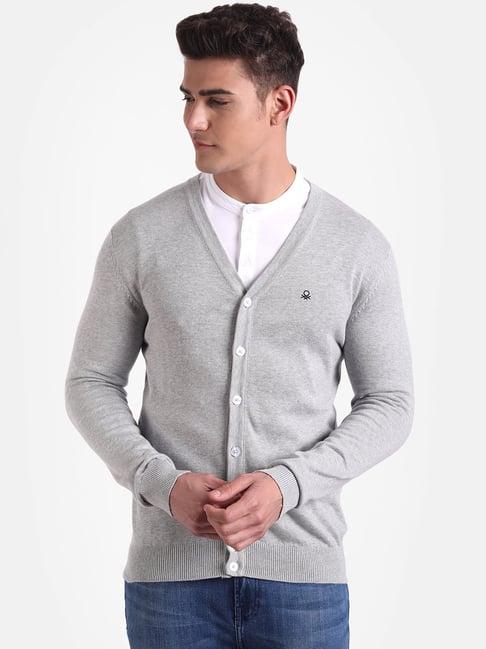 united colors of benetton grey v neck cardigan