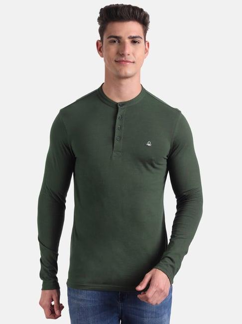 united colors of benetton green henley t-shirt