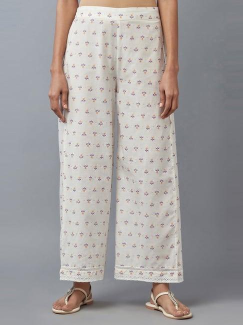 w white floral print palazzos