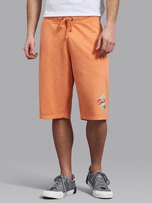 beverly hills polo club orange cotton regular fit printed shorts