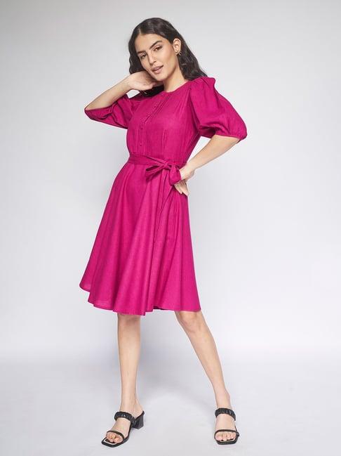 and magenta flare fit dress