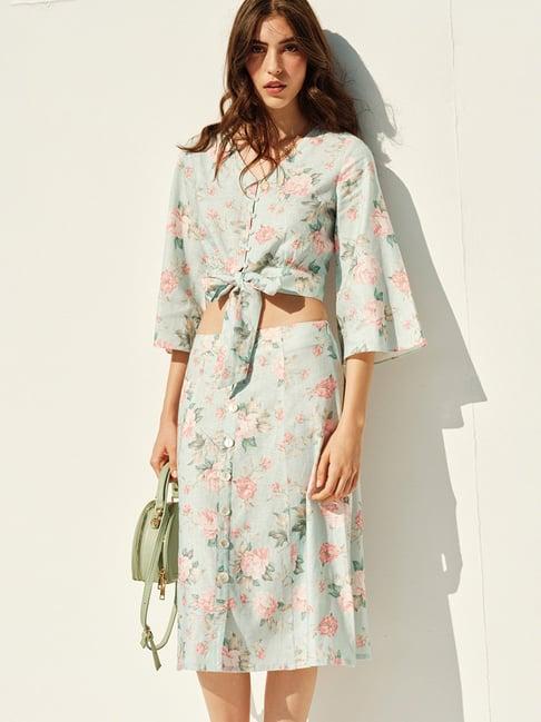 and light blue floral print co-ord set