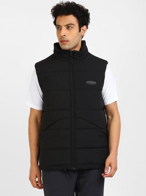 adidas originals black sleeveless high neck jacket