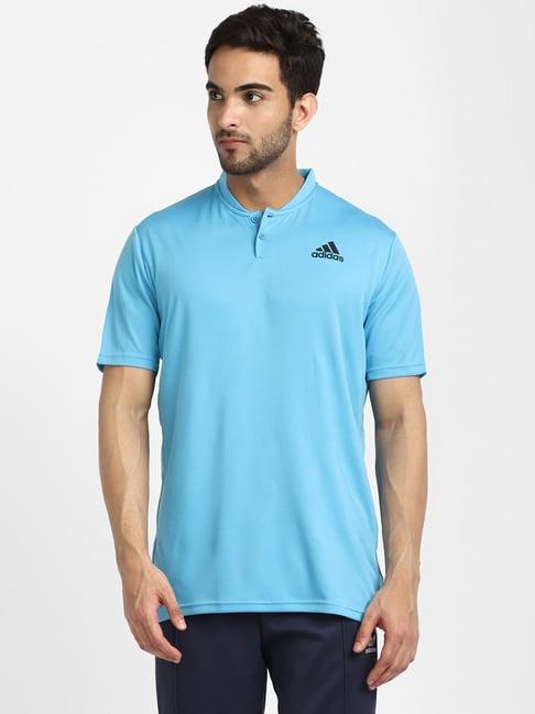 adidas sky blue henley t-shirt