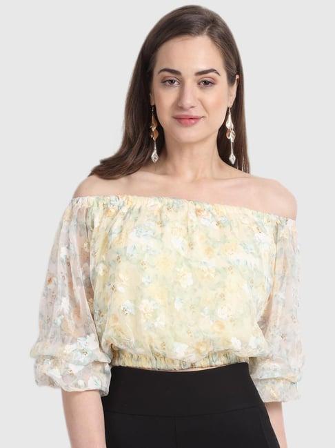 global republic yellow floral print crop top