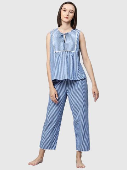 chemistry blue striped pajama set