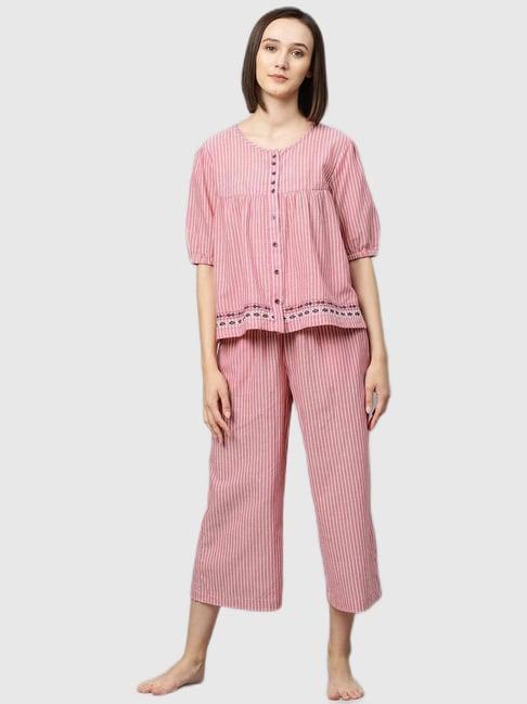 chemistry pink striped pajama set