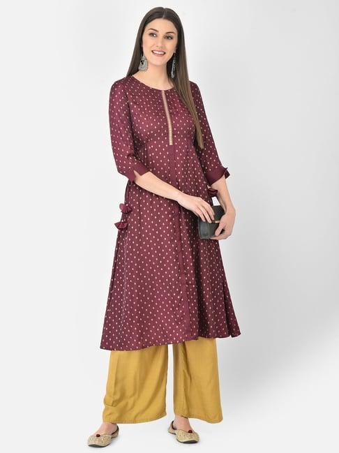 span maroon printed a line kurta