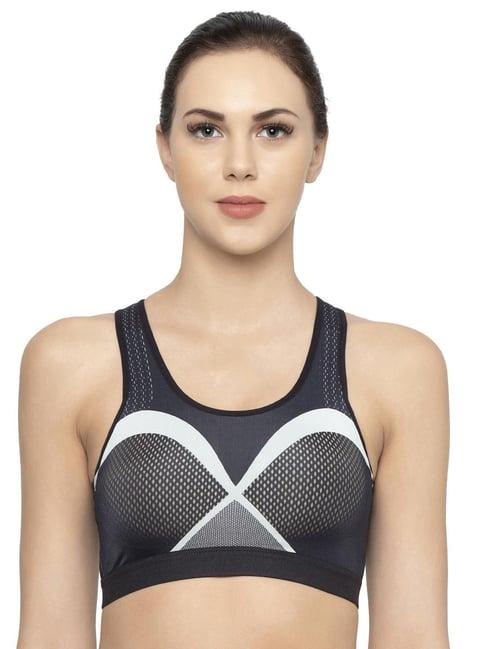 triumph black color block sports bras