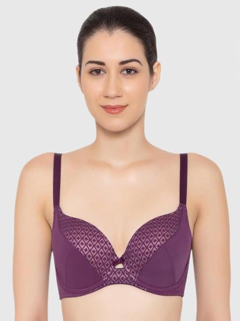 triumph purple self printed padded bra