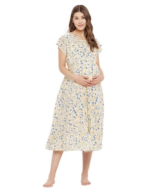 hypernation yellow floral print maternity night dress