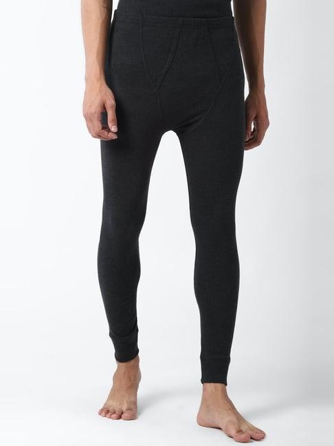 peter england black regular fit thermal pants