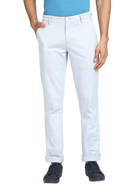 colorplus sky blue regular fit flat front trousers